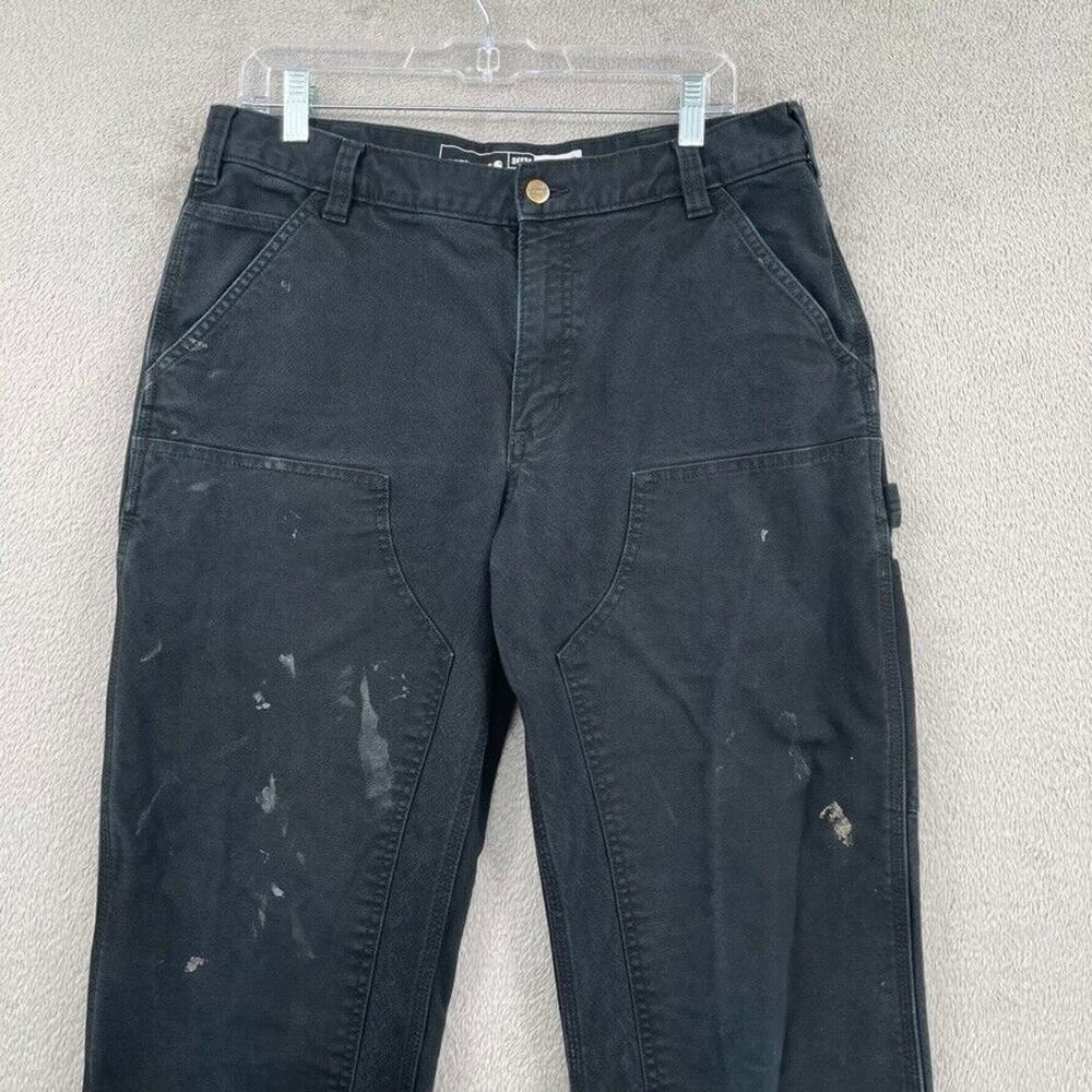 Carhartt Double Knee Pants Mens 34x34 Black Rugged Flex Relaxed Utility Stained